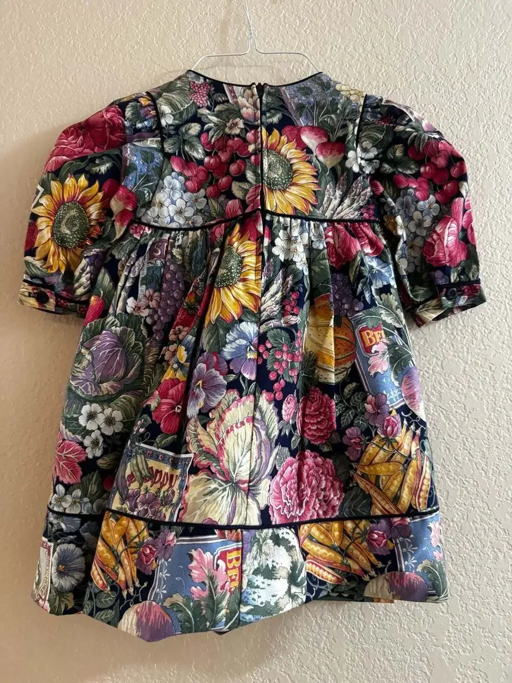 Sylvia Whyte Vintage Fruit And Floral Print Cotton Dress Size 3T